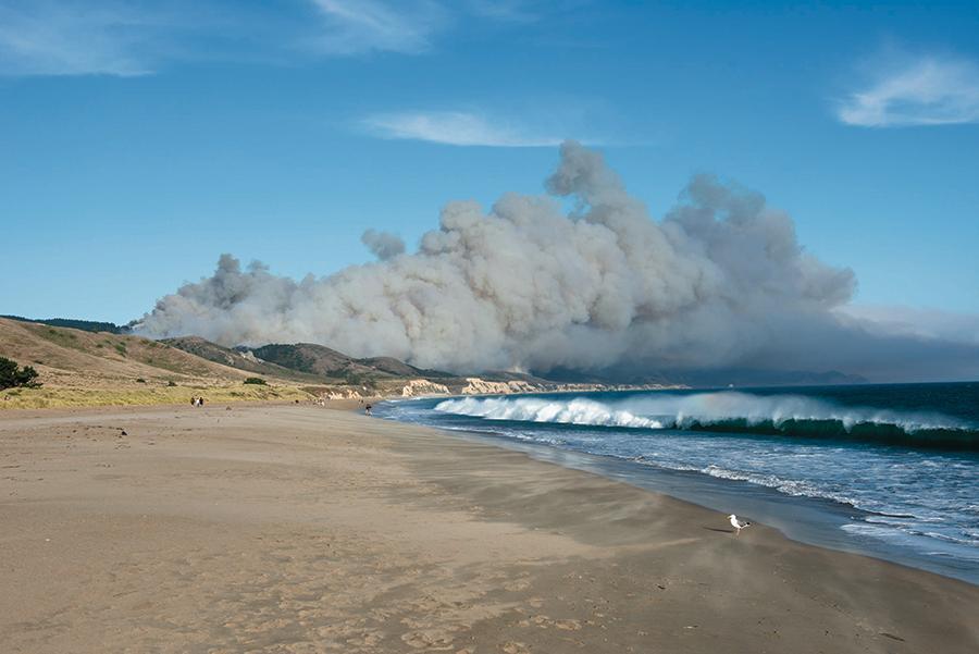 The Woodward Fire last year viewed from Limantour Beach - the Western Terminus of the American Discovery Trail.
